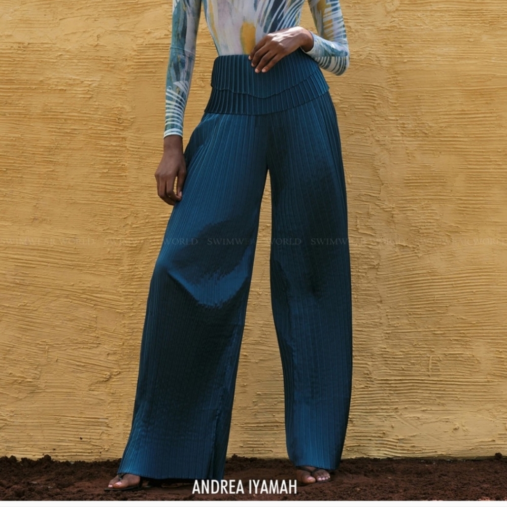 Andrea Iyamah Teal Pants Sz M Pleated Linea Nwt